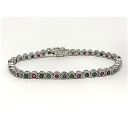 #22-STERLING SILVER GEMSTONE BRACELET