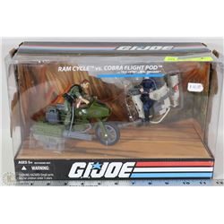 GI JOE RAM CYCLE VS COBRA FLIGHT POD FIGURINES