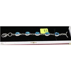 BLUE TOPAZ .925 SOLID SILVER BRACELET,