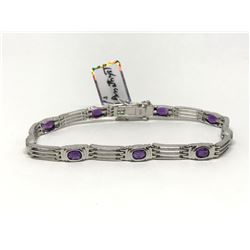 #29-STERLING SILVER AMETHYST BRACELET
