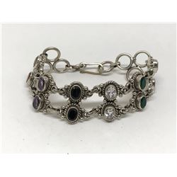 #33-STERLING SILVER GEMSTONE BRACELET