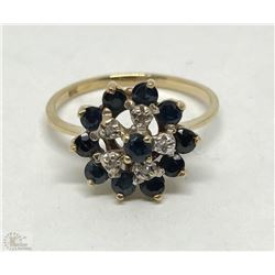 #34-10K GOLD SAPPHIRE & DIAMOND RING SIZE 7