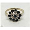 Image 1 : #34-10K GOLD SAPPHIRE & DIAMOND RING SIZE 7