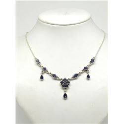 #35-STERLING SILVER IOLITE NECKLACE