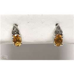 #45-STERLING SILVER CITRINE & DIAMOND EARRING