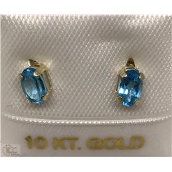 #47-10K GOLD BLUE TOPAZ EARRINGS