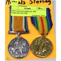 WWI CANADA MEDALS .800 STERLING SILVER