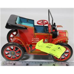 TIN METAL CAR WITH LEVER