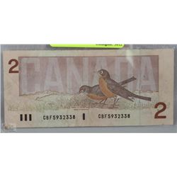 1986  ROBIN  $2 DOLLAR  BANK NOTE