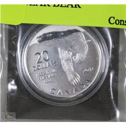 2012 CANADA .999 FINE SILVER $20 COIN POLAR BEAR