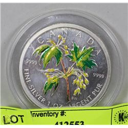 CANADIAN .999 FINE SILVER 1-OZCOLORED $5 COIN 2003