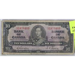 1937 CANADIAN $10 DOLLAR BILL
