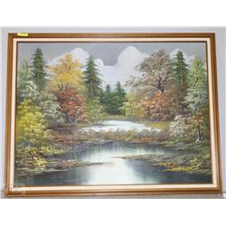 LARGE OIL ON CANVAS PAINTING FRAMED 53"X41"