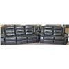 Image 1 : NEW BLACK LEATHERETTE RECLINING SOFA AND LOVE