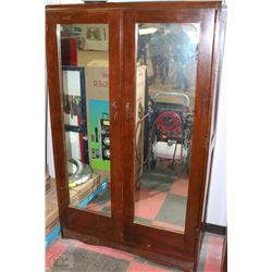 ANTIQUE WARDROBE WITH 2 MIRROR DOORS