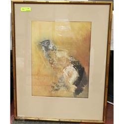 ESTATE GOLD TONE FRAMED BIRD PICTURE