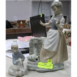 2PCS LLADRO & NAO FIGURINES