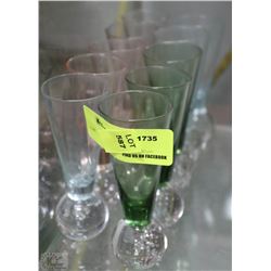 10 PC COLOURED GLASS MINI VASE SET