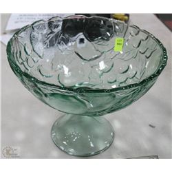 ART GLASS FRUIT BOWL SOLD WITH MILK GLASS VASE
