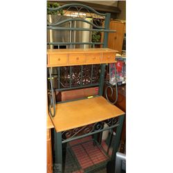 METAL AND WOOD BAKERS RACK 27" X 17" X 68"H