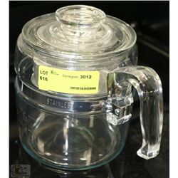 VINTAGE GLASS AND STAINLESS COFFEE PERCULATOR