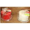 Image 1 : PAIR OF DELUXE RED WHITE 3 WICK CANDLES