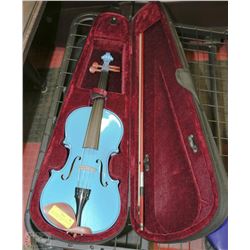 BLUE VIOLIN WITH BOW AND CASE 4/4 FULL ADULT SIZE