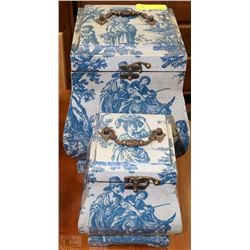 PAIR OF DECORATIVE NESTING STORAGE BOXES
