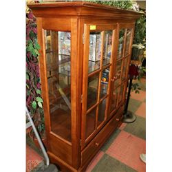 5' SOLID WOOD DISPLAY CABINET WITH GLASS SHELVES
