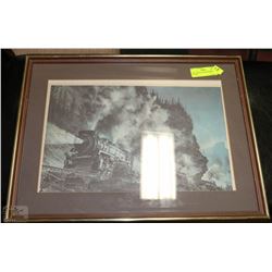 16X21 VINTAGE TRAIN FRAMED PICTURE