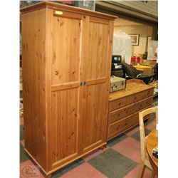 SOLID PINE MATCHING  ARMOIRE AND DRESSER