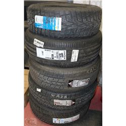 STACK OF 5 ASSORTED NEW TIRES