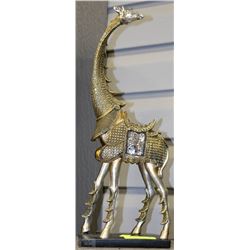 21.5" DESIGNER GIRAFFE METAL ART STATUE - GOLD &