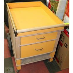 WOODEN SHOP CART WITH DRAWER ON WHEELS