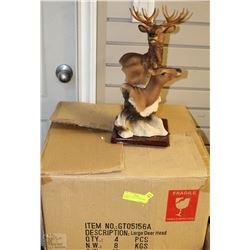 CASE OF 4 LARGE  DEER HEADS