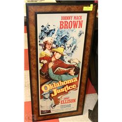 FRAMED WESTERN THEATER AD " OKLAHOMA JUSTICE"