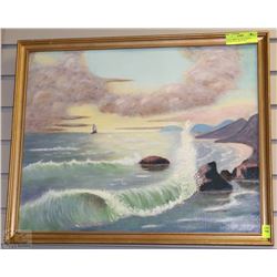 HUGO OBERG OIL ON CANVAS FRAMED PICTURE 21"X17"