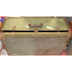 VINTAGE SOLDIER'S TRUNK WITH LEATHER HANDLES