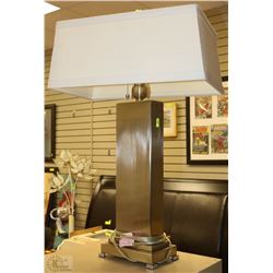 PEWTER TABLE LAMP AND SHADE