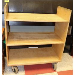 3 SHELF WOODEN LIBRARY CART