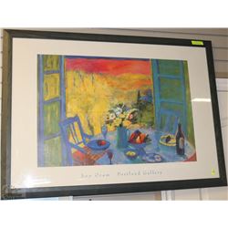 FRAMED CHAIR & FLOWERS PICTURE BY ANN ORAM