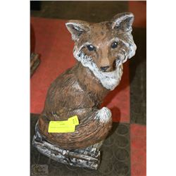 CERAMIC PAINTED FOX STATUE X2