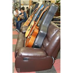 NEW MARTIN BROWN LEATHERETTE RECLINING SOFA AND