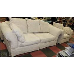 WHITE COUCH CHAIR AND OTTOMAN