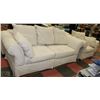Image 1 : WHITE COUCH CHAIR AND OTTOMAN