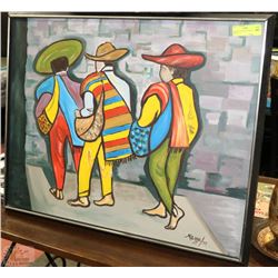 MEXICAN PAINTING FRAMED 31"X26"