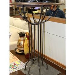 ROUND WOOD TABLE WITH METAL STAND