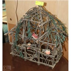 ORNAMETNAL BIRDCAGE WITH FAUX BIRDS
