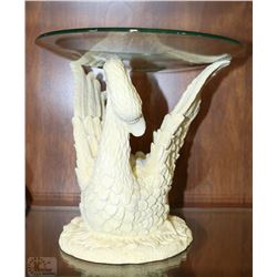 DESIGNER SWAN CENTERPIECE WITH GLASS BOWL 10"X10"