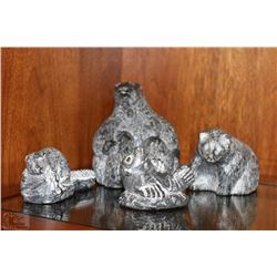 SET OF 4 NATIVE ANIMAL SOAPSTONE STYLE CARVINGS